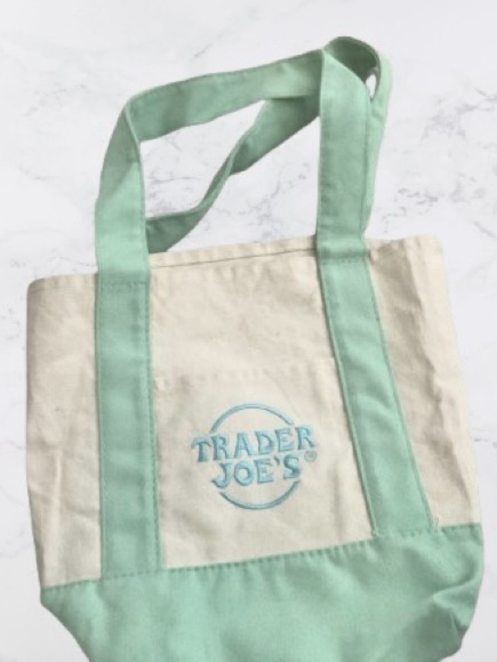 Trader Joe's Mint & Cream Mini Tote Bag